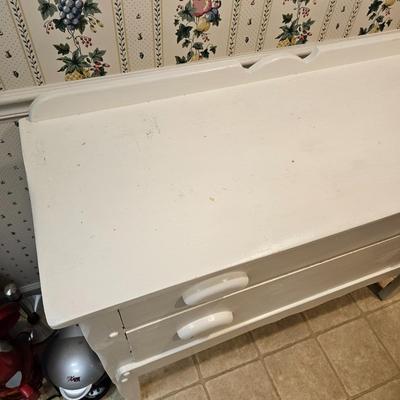 White Two Drawer Vintage Cabinet (K-JS)