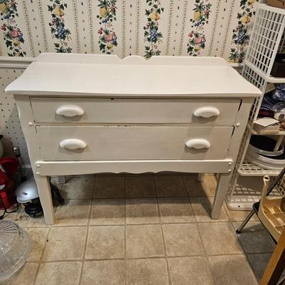 White Two Drawer Vintage Cabinet (K-JS)