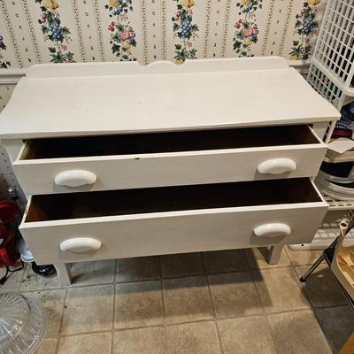 White Two Drawer Vintage Cabinet (K-JS)