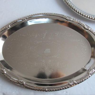 3 Silver Colored Metal Trays