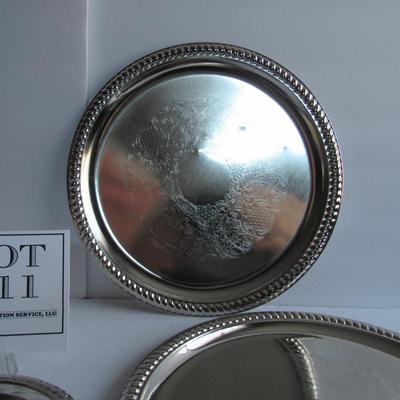 3 Silver Colored Metal Trays