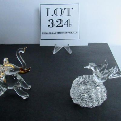 Two Hand Blown Glass Animals