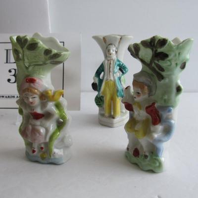 Lot of Vintage Figurines Wade Miniatures, Occupied Japan and Japan Small Vases, Metal Santa