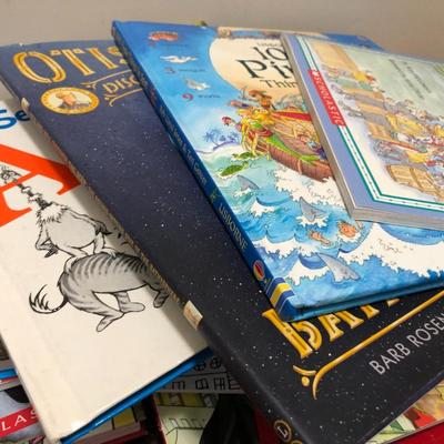 Many Great Books and Red Bookcase