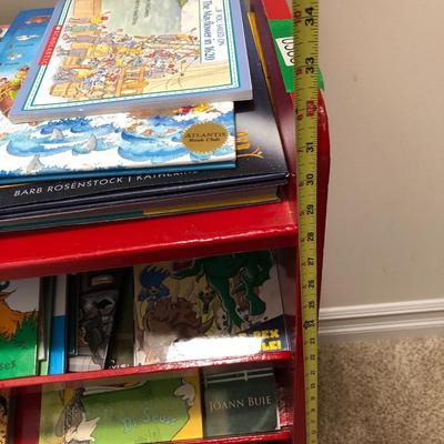 Many Great Books and Red Bookcase