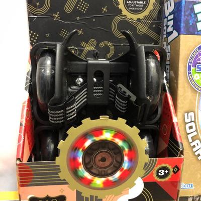 New in Box; Clip-N-Roll Skates, Nerf Firetek Bow & 3 in 1 Spider & Solar Robot