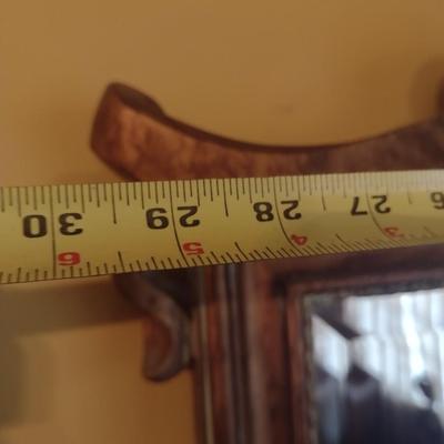 Vintage Wood Framed Wall Mirror with Beveled Glass