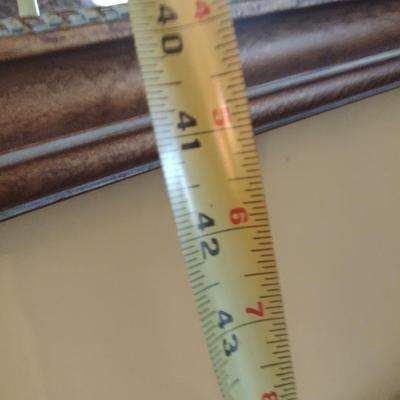 Vintage Wood Framed Wall Mirror with Beveled Glass