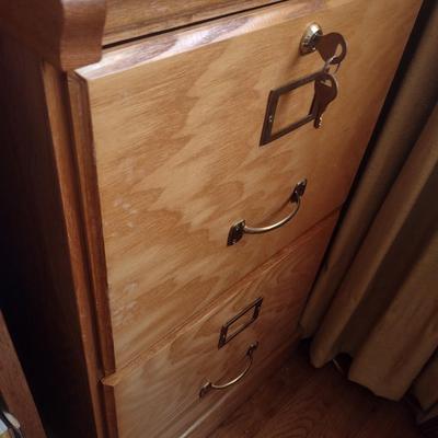 Wood Finish Two Drawer Filing Cabinet
