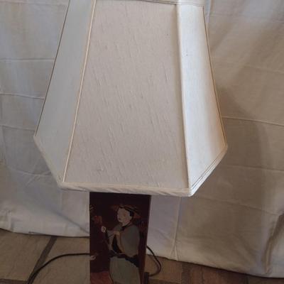 Resin Post with Hand Applied Painted Asian Theme Table Lamp
