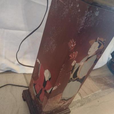 Resin Post with Hand Applied Painted Asian Theme Table Lamp