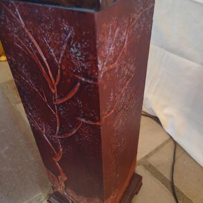 Resin Post with Hand Applied Painted Asian Theme Table Lamp