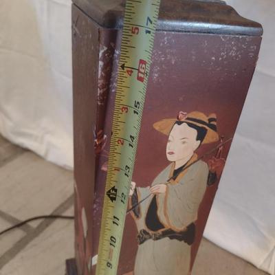 Resin Post with Hand Applied Painted Asian Theme Table Lamp