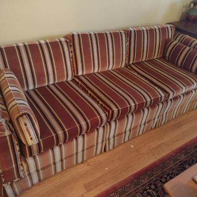 Vintage Straight Line Upholstered Three Cushion Couch