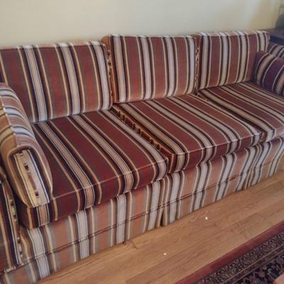 Vintage Straight Line Upholstered Three Cushion Couch