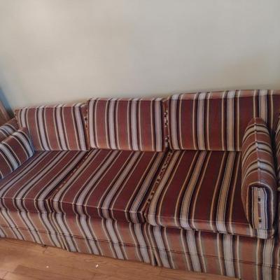 Vintage Straight Line Upholstered Three Cushion Couch