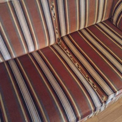 Vintage Straight Line Upholstered Three Cushion Couch