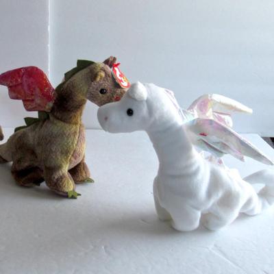 Lot 358: 2 Older Dragon Beanie Babies, Nice