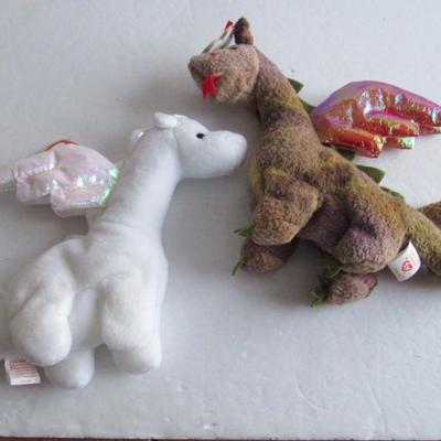 Lot 358: 2 Older Dragon Beanie Babies, Nice
