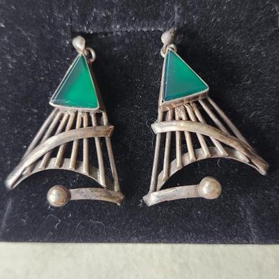 Distinctive Silver and Green Tourmaline Earrings