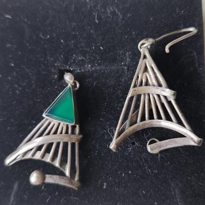 Distinctive Silver and Green Tourmaline Earrings