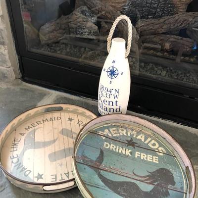 Nautical Decor- Primitives by Kathy Two Mermaid Trays