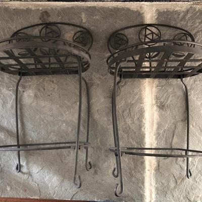 Two Metal Planters / Sun Tea Glass Jar Dispensers