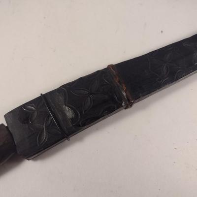 Filipino Tribal Cutlery Bolo Wood Carved Handle and Sheath Choice B