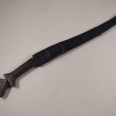 Filipino Tribal Cutlery Bolo Wood Carved Handle and Sheath Choice B