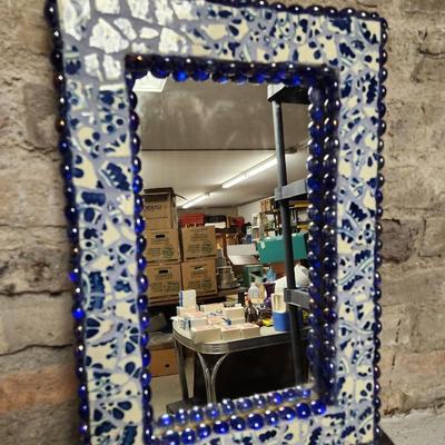 Cobalt mosaic mirror