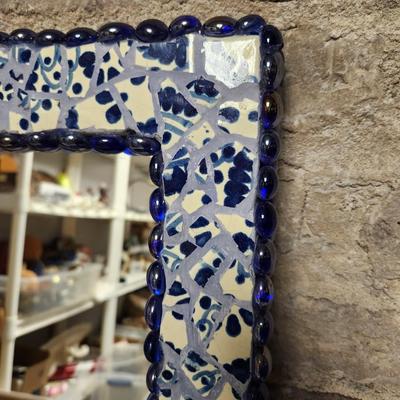 Cobalt mosaic mirror