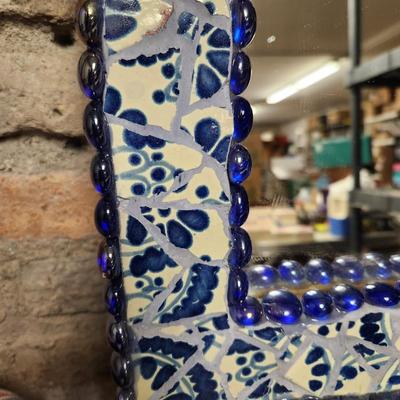 Cobalt mosaic mirror