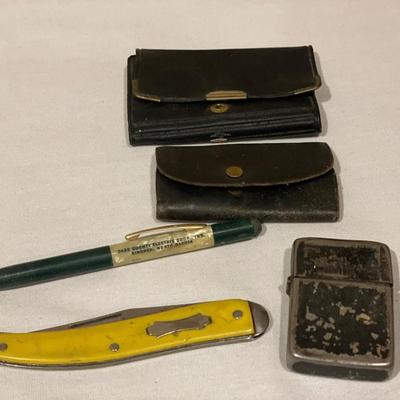 Vintage glasses, lighter, pen and keys holders
