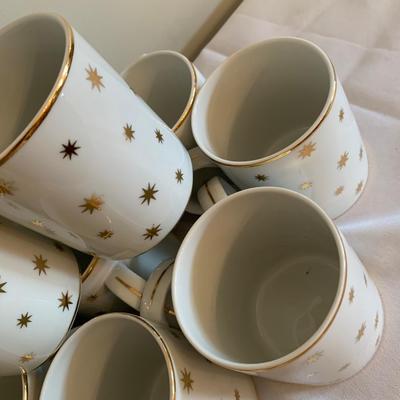 11 Festive mugs with gold stars, Coffee cups