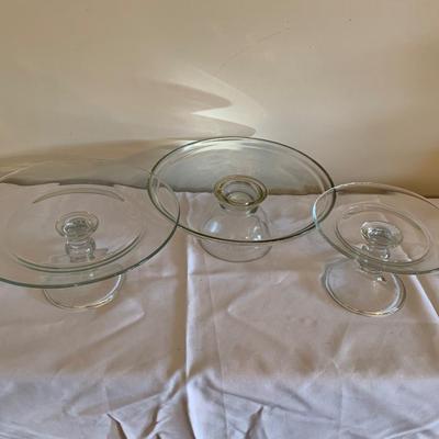3 Glass Servers on Pedestals