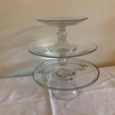 3 Glass Servers on Pedestals