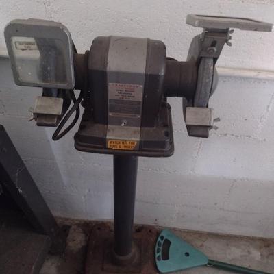Craftsman Double Wheel Grinder on Metal Post Stand