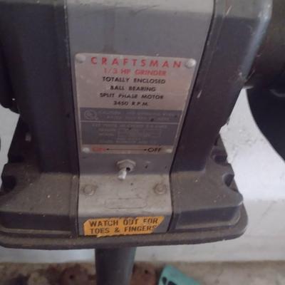 Craftsman Double Wheel Grinder on Metal Post Stand