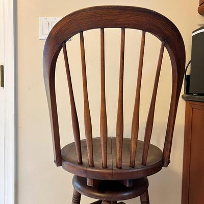 Antique Windsor Wooden Swivel Stool
