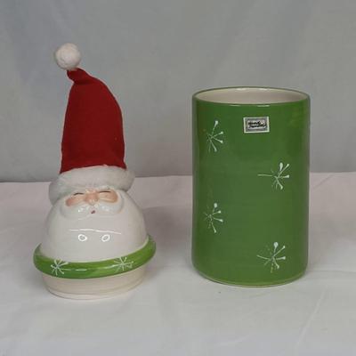 Lot of 2 Ceramic Santa Cookie Jars