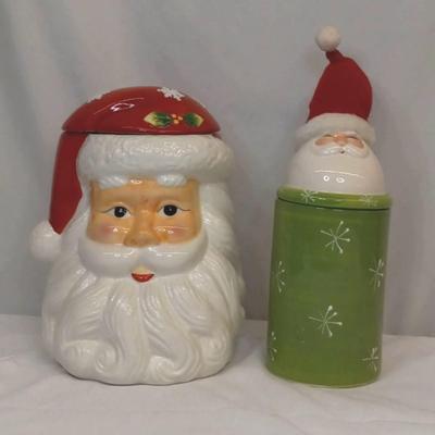 Lot of 2 Ceramic Santa Cookie Jars