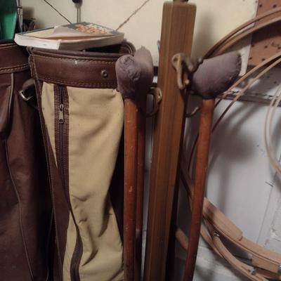 Entire Contents of Sports Theme Room Golf Clubs, Golf Bags, Vintage Fishing Poles and Reels and More