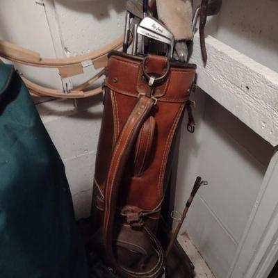 Entire Contents of Sports Theme Room Golf Clubs, Golf Bags, Vintage Fishing Poles and Reels and More