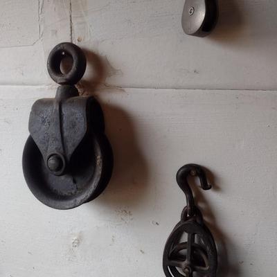 Set of Three Metal Pulleys