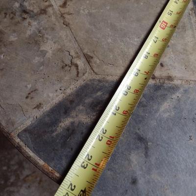 Pair of Matching Metal Frame Round Tile Top Patio Tables