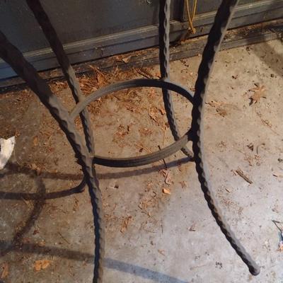 Pair of Matching Metal Frame Round Tile Top Patio Tables