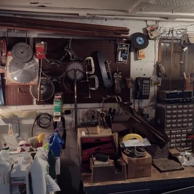 Entire Contents of Tools and Accessories on Wall and Bench (Excludes Bench Vise)