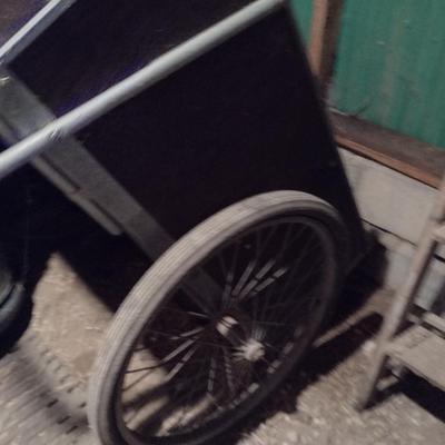 Metal Frame Wood Bin Mulch Pull Cart