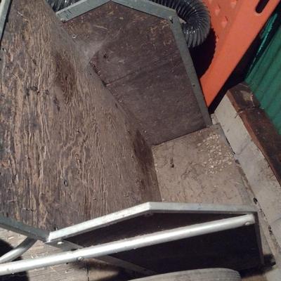 Metal Frame Wood Bin Mulch Pull Cart
