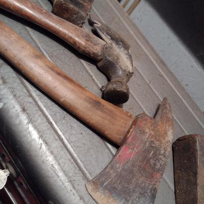 Assortment of Hatchets and Log Splitter Wedges